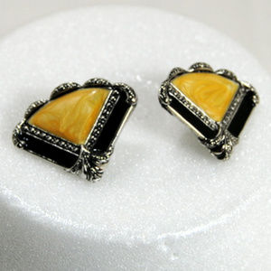 Earrings Open Fan Opera Style Post Vintage